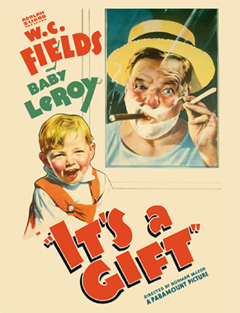 Movie poster showing W.C. Fields with shaving cream and Baby LeRoy.