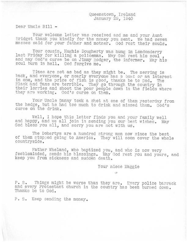 W.C. Fields’ letter from niece Maggie.